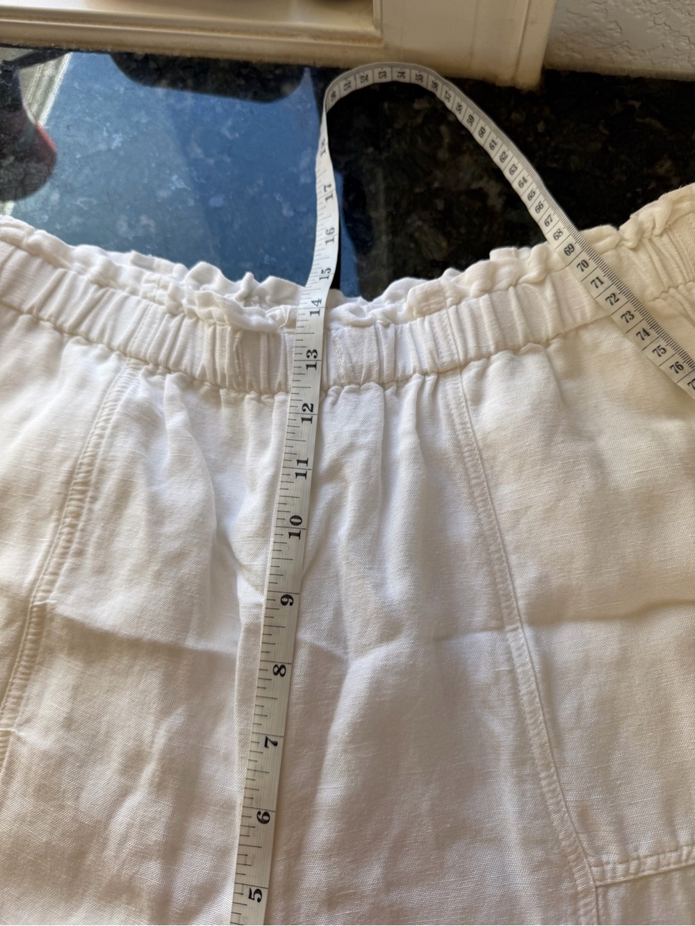 ELAN Linen & Cotton Blend White Lined Cargo Pull On Pants. SZ LG. Coastal. EUC - Picture 8 of 9